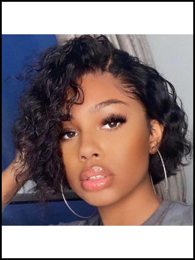 Short Curly Bob Wig 180% Density Brazilian Virgin Human Hair Lace Front Wig